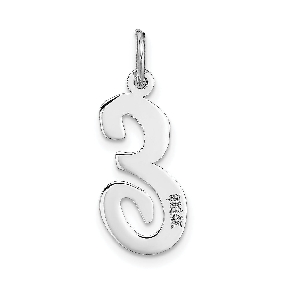 14k White Gold Large Script Letter E Initial Charm-YC663E