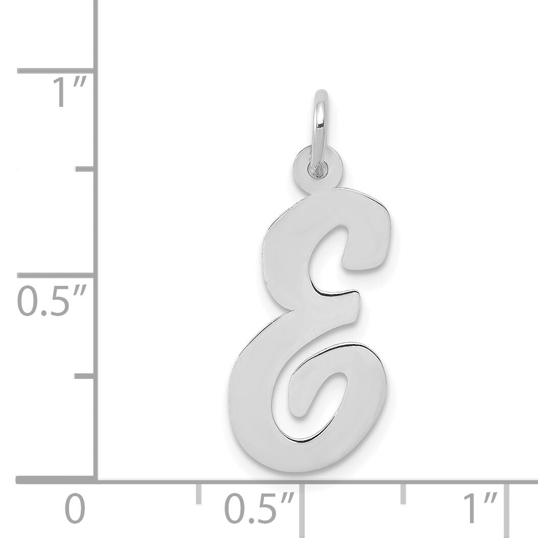 14k White Gold Large Script Letter E Initial Charm-YC663E
