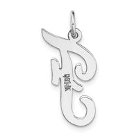 14k White Gold Large Script Letter F Initial Charm-YC663F