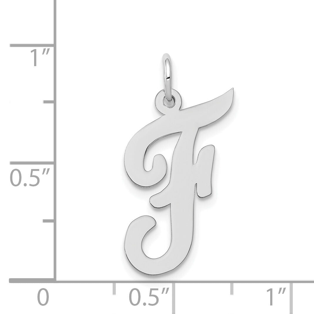 14k White Gold Large Script Letter F Initial Charm-YC663F
