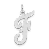 14k White Gold Large Script Letter F Initial Charm-YC663F