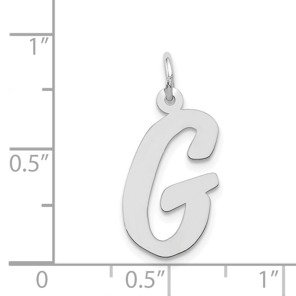 14k White Gold Large Script Letter G Initial Charm-YC663G