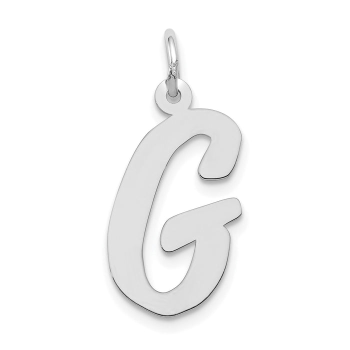 14k White Gold Large Script Letter G Initial Charm-YC663G