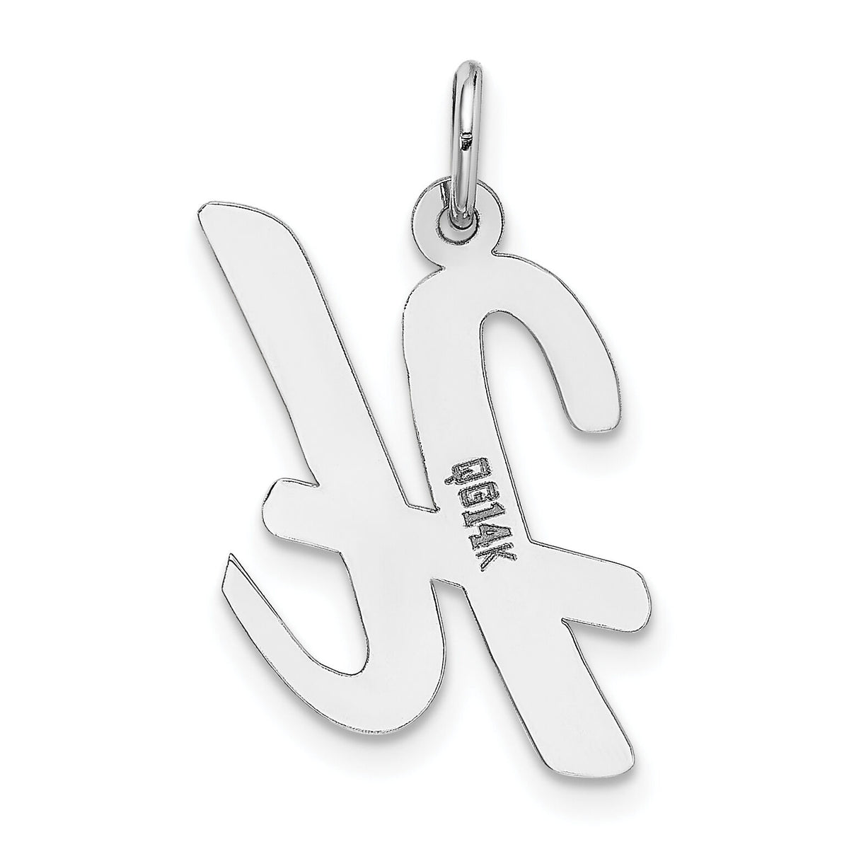 14k White Gold Large Script Letter H Initial Charm-YC663H