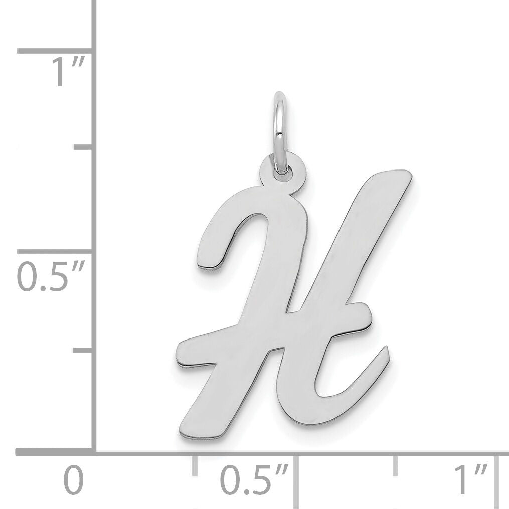 14k White Gold Large Script Letter H Initial Charm-YC663H