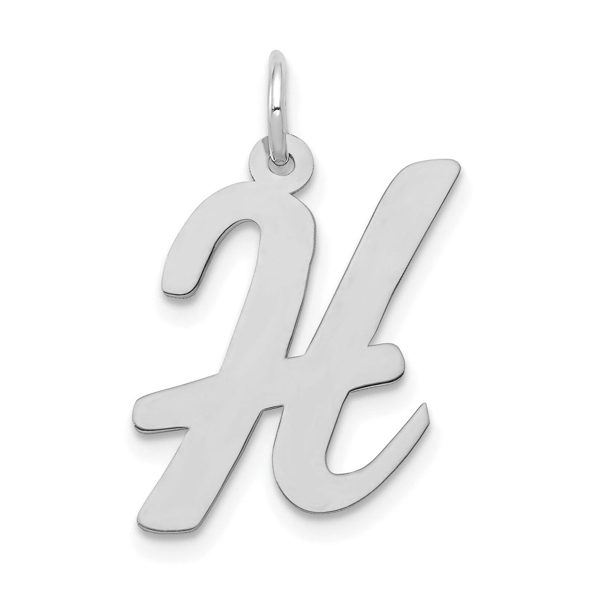 14k White Gold Large Script Letter H Initial Charm-YC663H