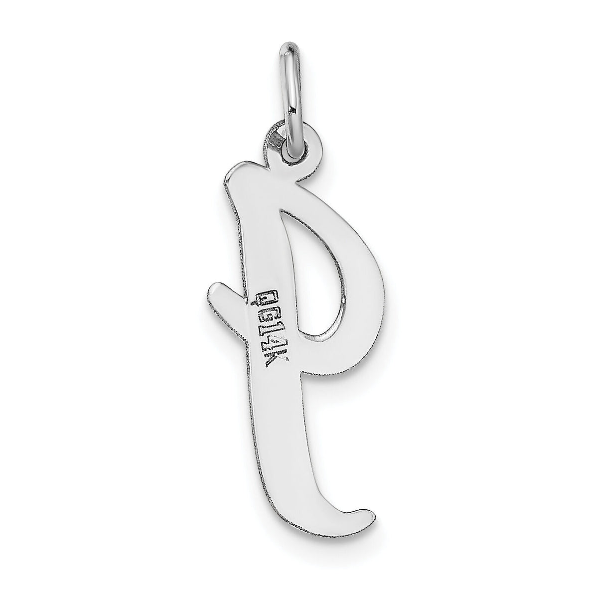14k White Gold Large Script Letter I Initial Charm-YC663I
