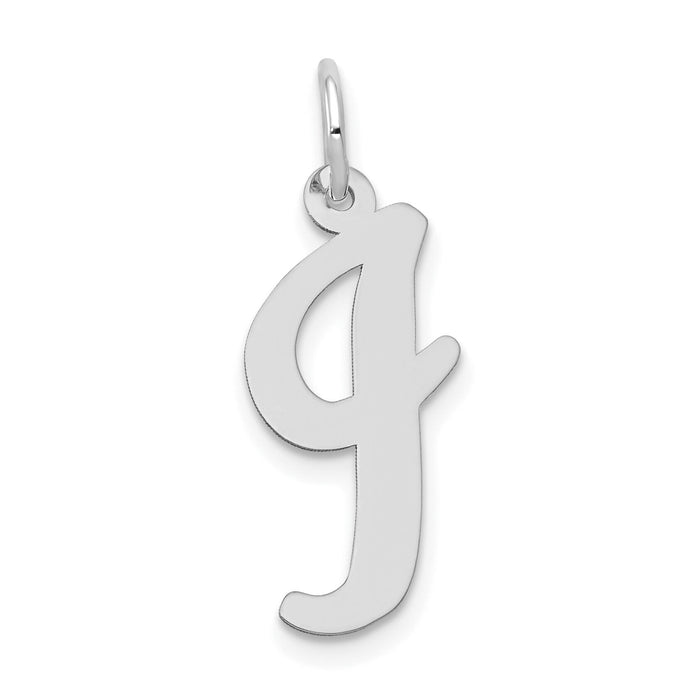14k White Gold Large Script Letter I Initial Charm-YC663I