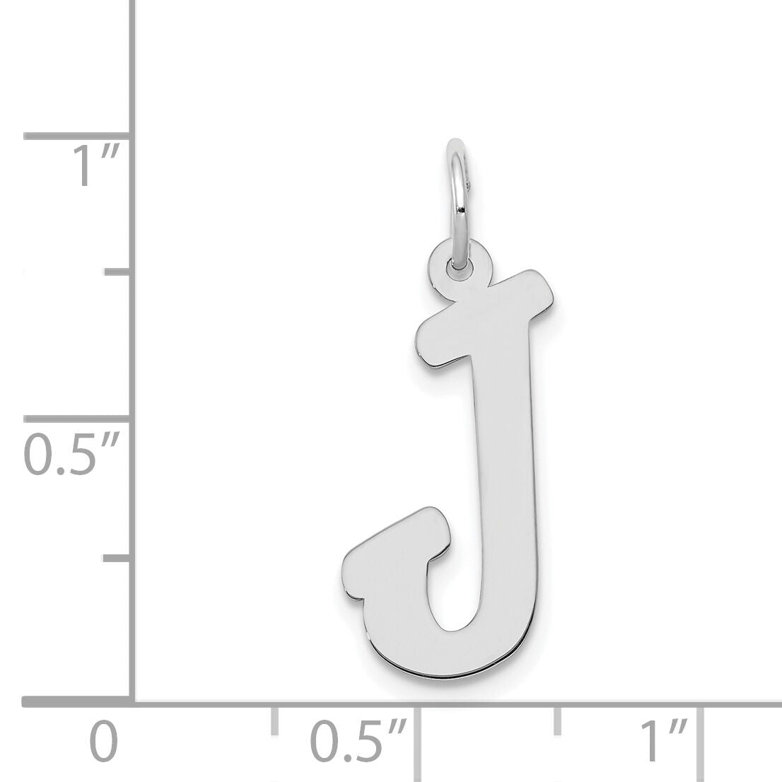 14k White Gold Large Script Letter J Initial Charm-YC663J