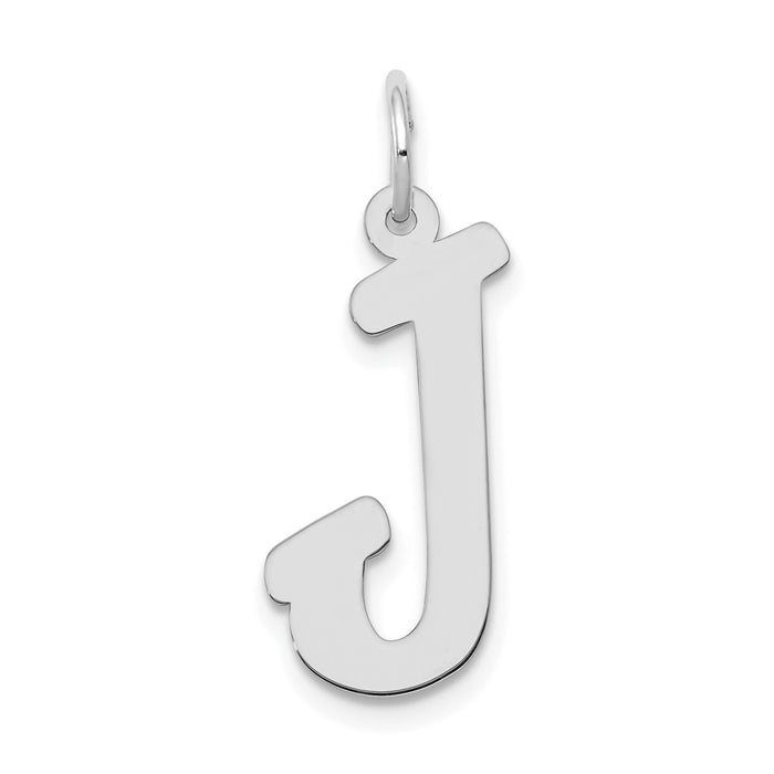 14k White Gold Large Script Letter J Initial Charm-YC663J