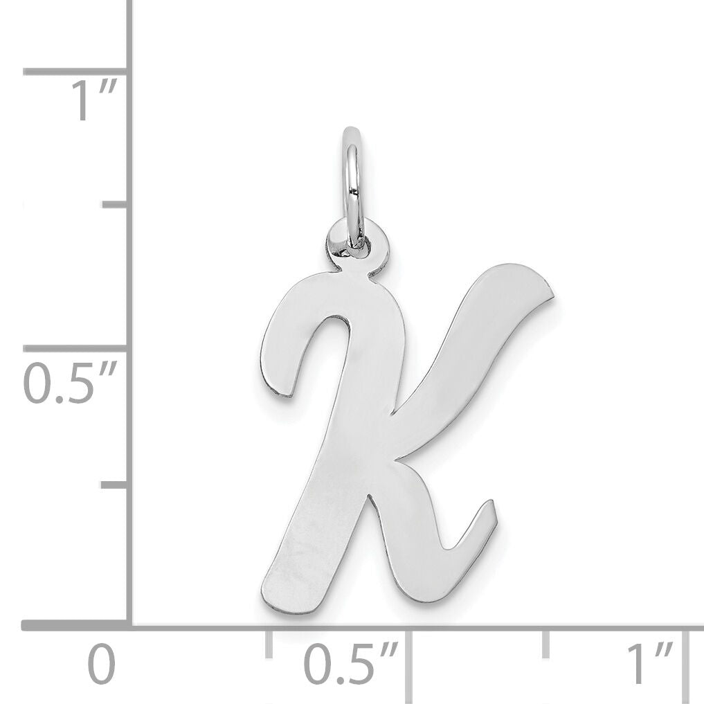 14k White Gold Large Script Letter K Initial Charm-YC663K