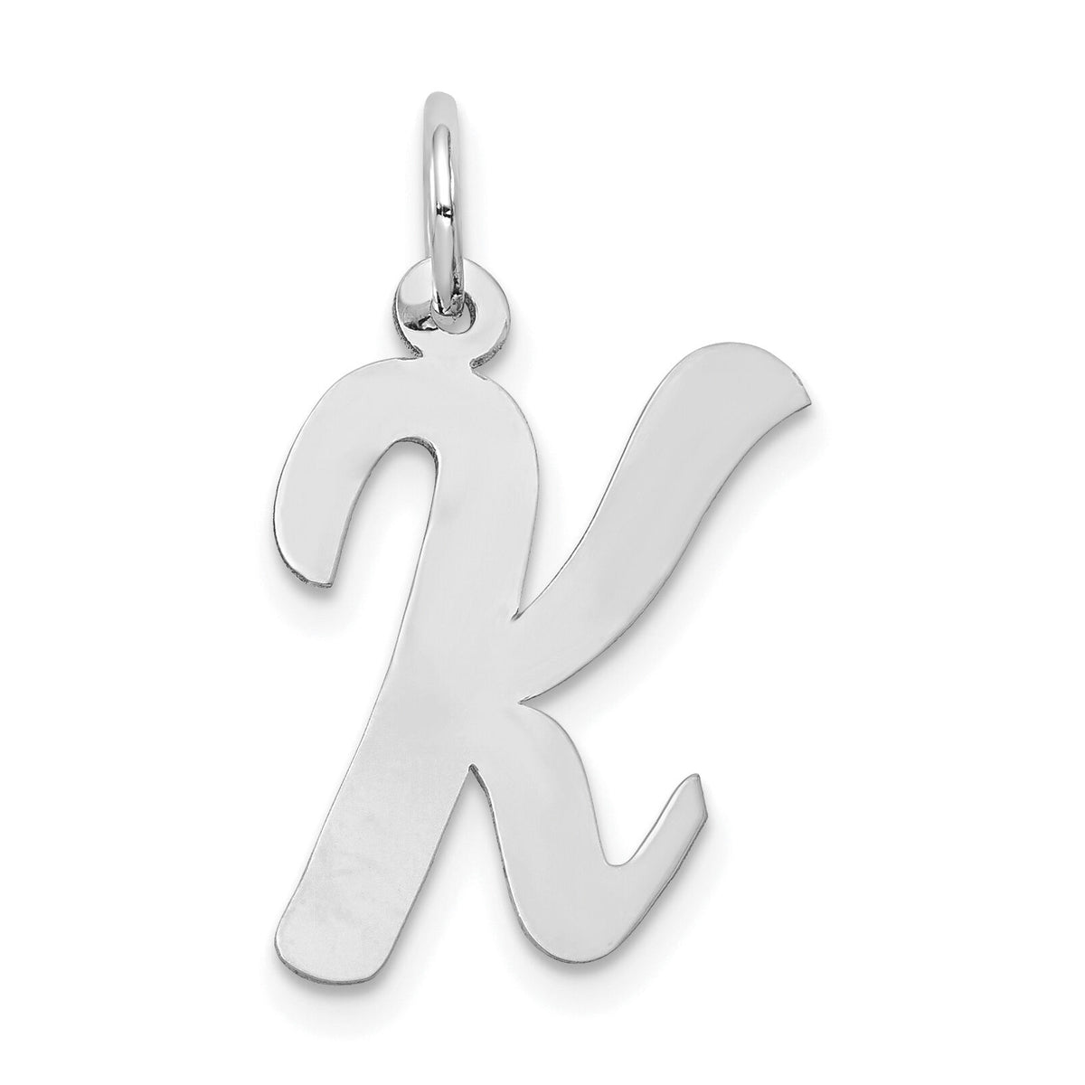 14k White Gold Large Script Letter K Initial Charm-YC663K