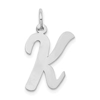 14k White Gold Large Script Letter K Initial Charm-YC663K