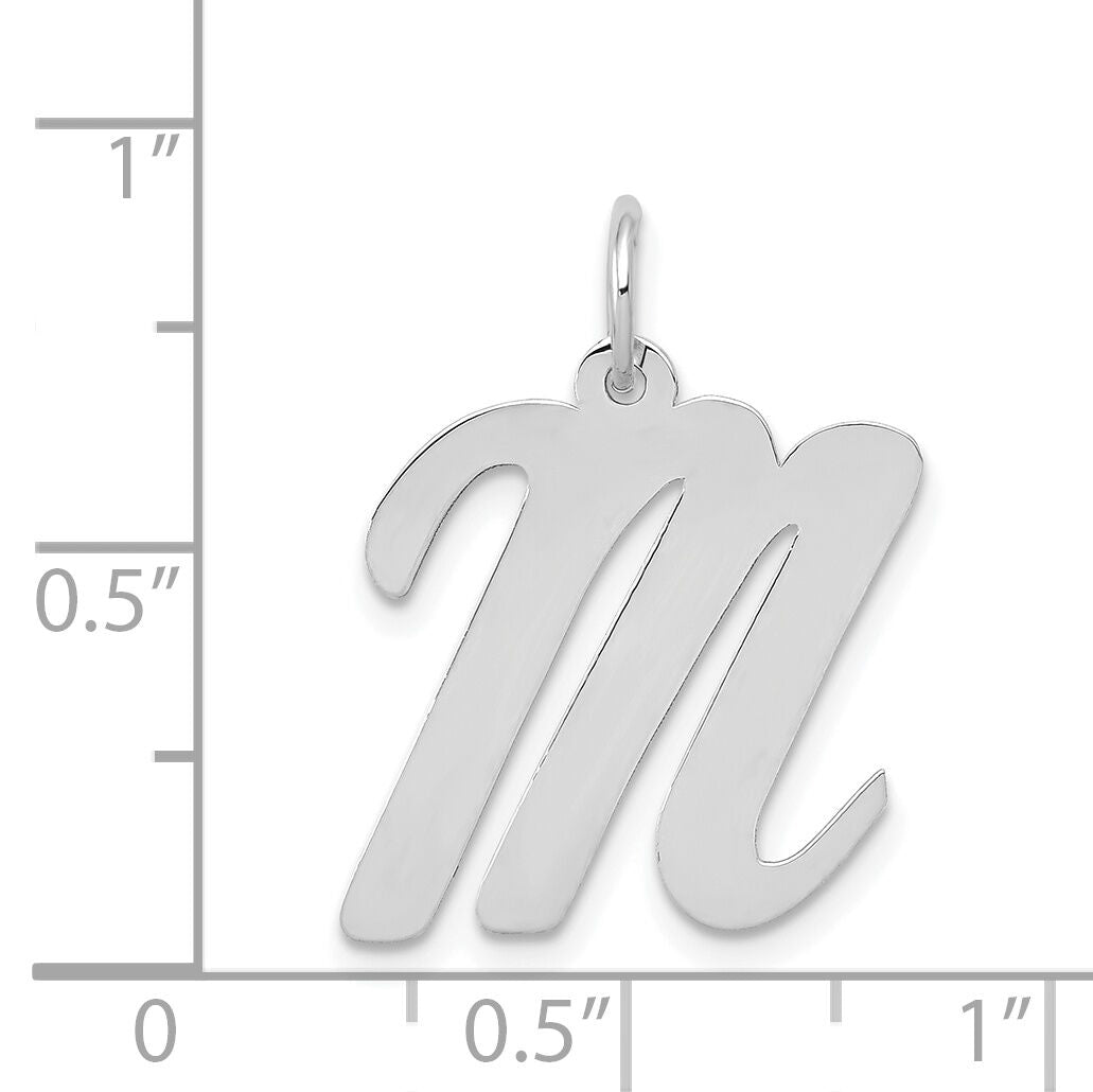 14k White Gold Large Script Letter M Initial Charm-YC663M