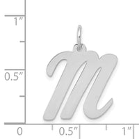 14k White Gold Large Script Letter M Initial Charm-YC663M