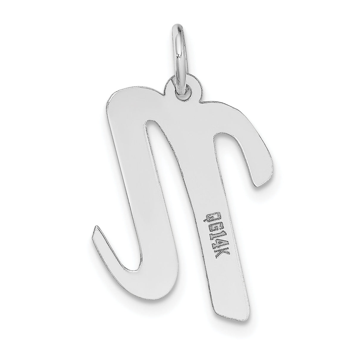 14k White Gold Large Script Letter N Initial Charm-YC663N