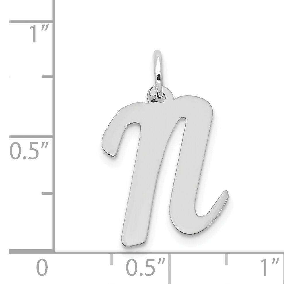 14k White Gold Large Script Letter N Initial Charm-YC663N