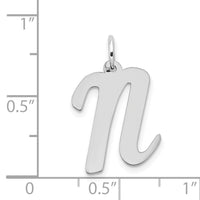 14k White Gold Large Script Letter N Initial Charm-YC663N