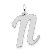14k White Gold Large Script Letter N Initial Charm-YC663N
