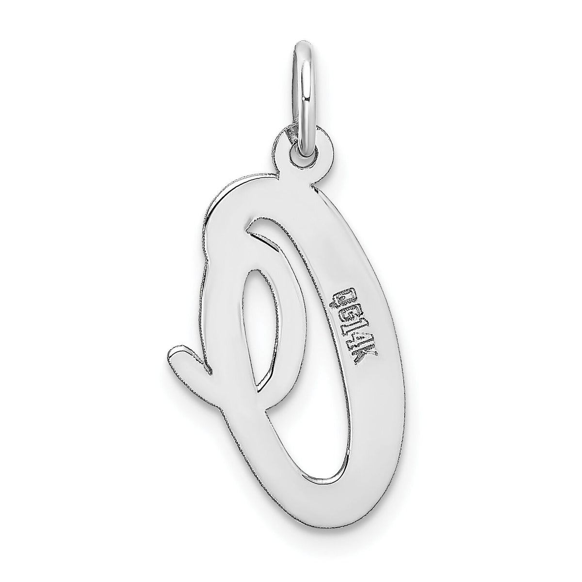 14k White Gold Large Script Letter O Initial Charm-YC663O