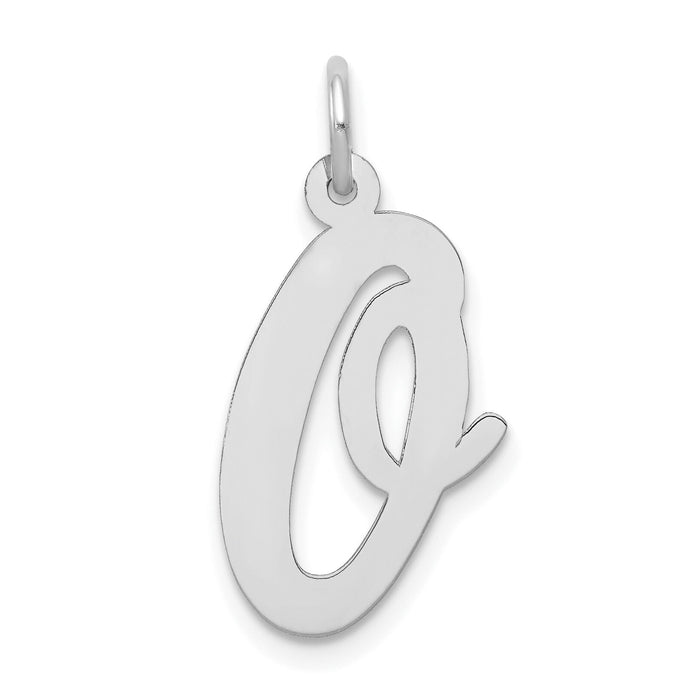 14k White Gold Large Script Letter O Initial Charm-YC663O