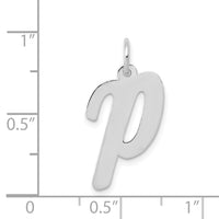 14k White Gold Large Script Letter P Initial Charm-YC663P