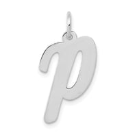 14k White Gold Large Script Letter P Initial Charm-YC663P
