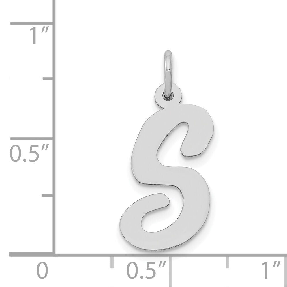 14k White Gold Large Script Letter S Initial Charm-YC663S