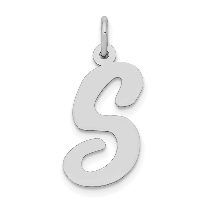14k White Gold Large Script Letter S Initial Charm-YC663S