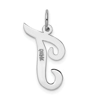 14k White Gold Large Script Letter T Initial Charm-YC663T