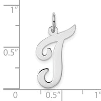 14k White Gold Large Script Letter T Initial Charm-YC663T