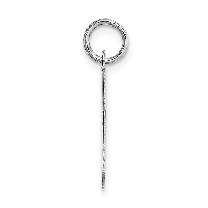 14k White Gold Large Script Letter V Initial Charm-YC663V
