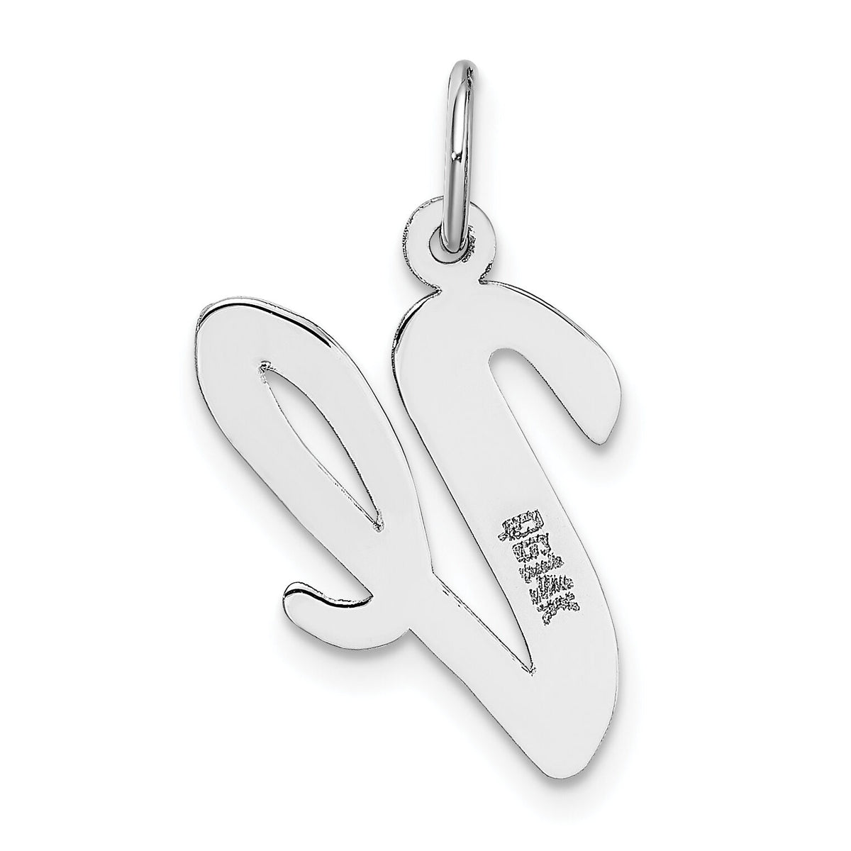 14k White Gold Large Script Letter V Initial Charm-YC663V