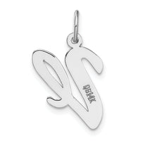 14k White Gold Large Script Letter V Initial Charm-YC663V