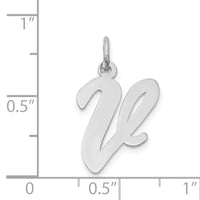 14k White Gold Large Script Letter V Initial Charm-YC663V