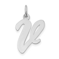14k White Gold Large Script Letter V Initial Charm-YC663V