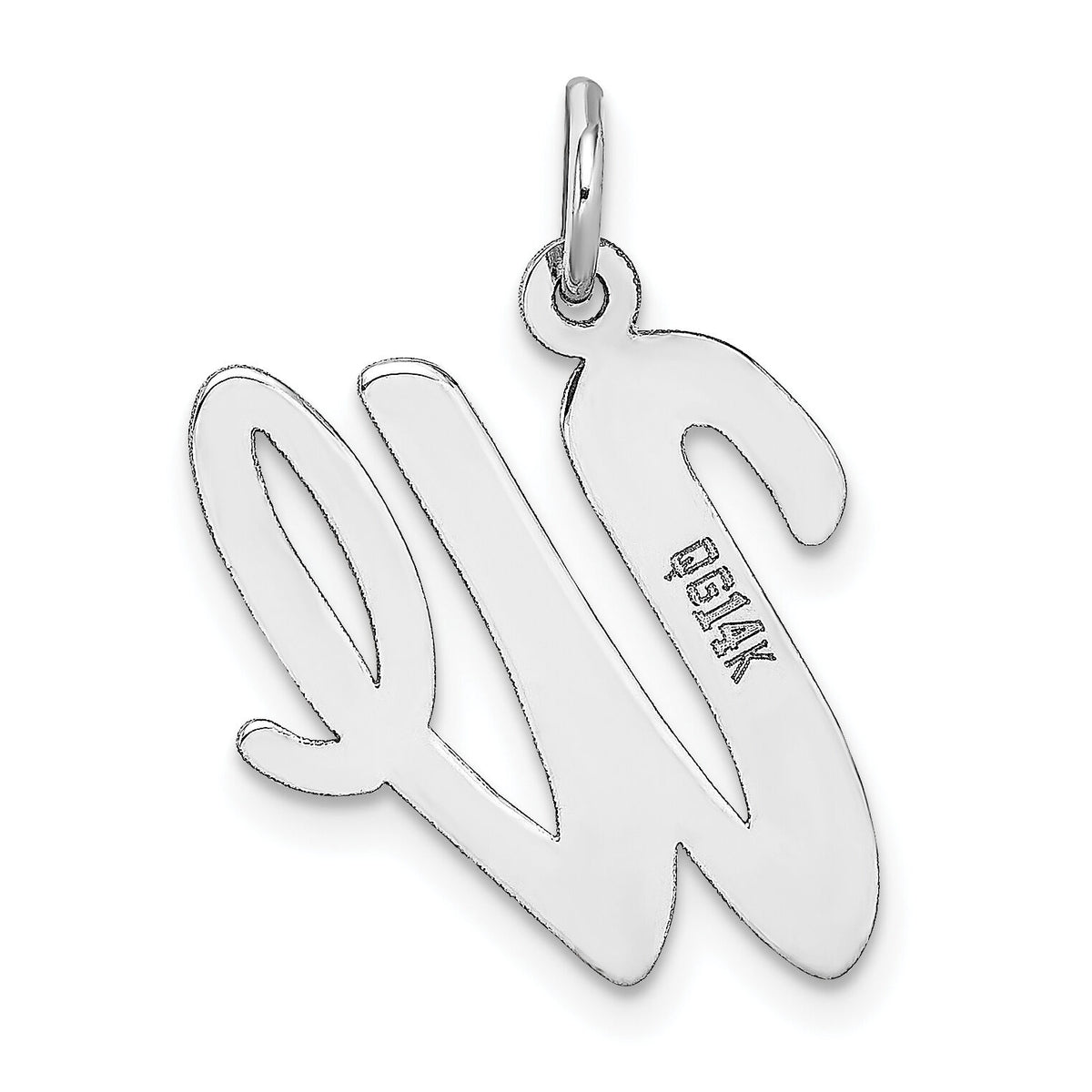 14k White Gold Large Script Letter W Initial Charm-YC663W