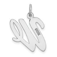 14k White Gold Large Script Letter W Initial Charm-YC663W