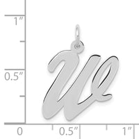 14k White Gold Large Script Letter W Initial Charm-YC663W