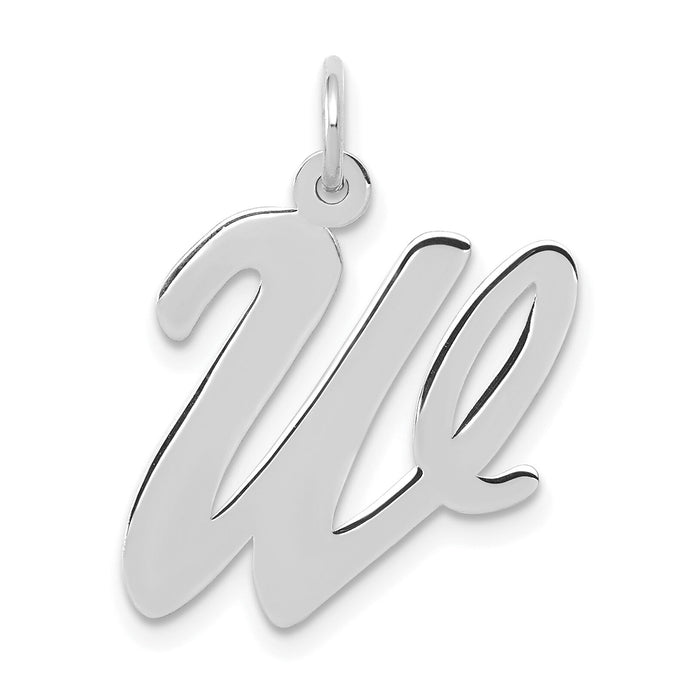14k White Gold Large Script Letter W Initial Charm-YC663W