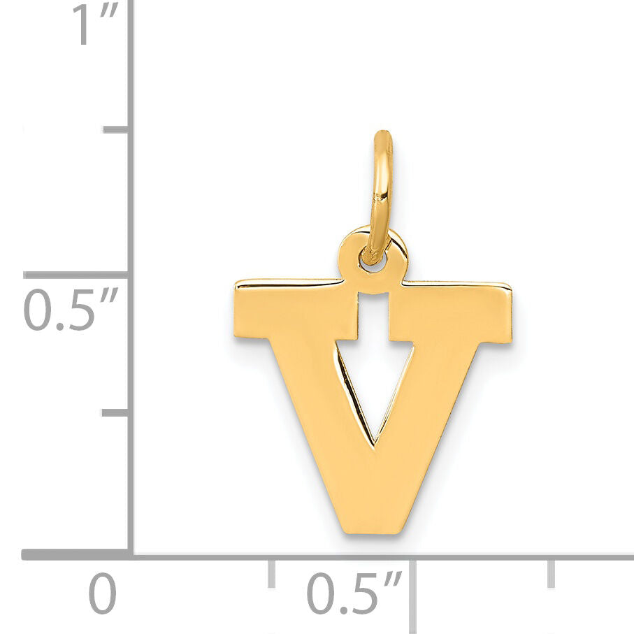 14k Small Block Letter V Initial Charm-YC664V