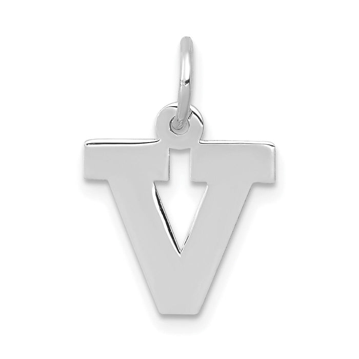 14KW Small Block Letter V Initial Charm-YC665V