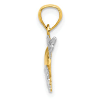 14K and White Rhodium Polished Heart w/ Wings Pendant-YC789