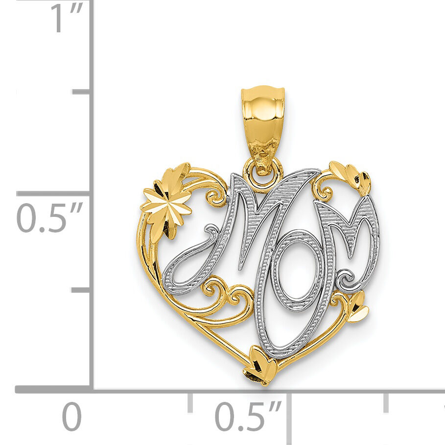 14k and Rhodium MOM Pendant-YC796