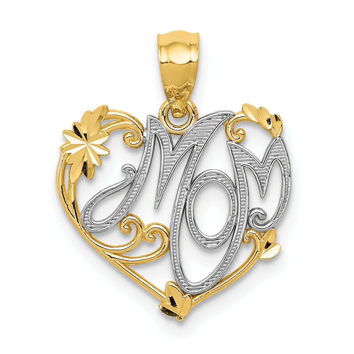 14k and Rhodium MOM Pendant-YC796