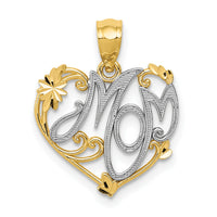 14k and Rhodium MOM Pendant-YC796