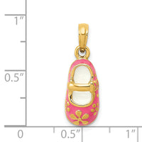 14k Pink Enameled 3D Baby Shoe Pendant-YC807