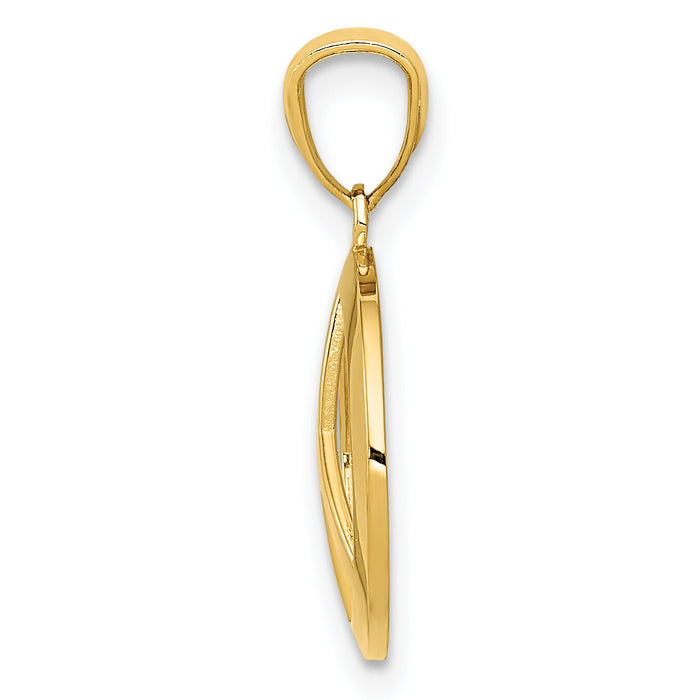 14k Polished Peace Sign Circle Pendant-YC815
