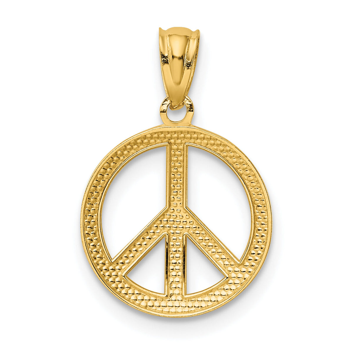 14k Polished Peace Sign Circle Pendant-YC815