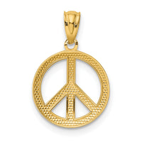 14k Polished Peace Sign Circle Pendant-YC815